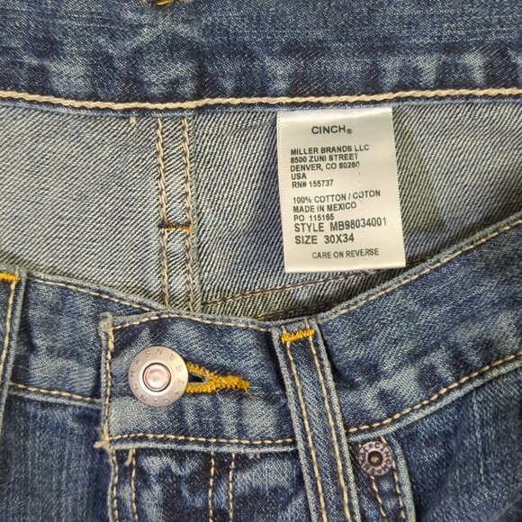 Cinch Jeans Men's 30x34 Blue Western Denim Silver Label Slim Straight Cowboy - Picture 9 of 10